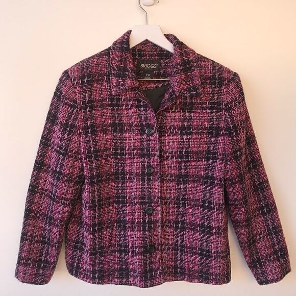 Briggs Pink Tweed Lined Blazer Petite Medium - Picture 1 of 8